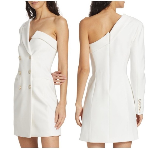 New Veronica Beard Middleton One Shoulder Blazer Mini Dress White Sz 2 - Picture 2 of 16